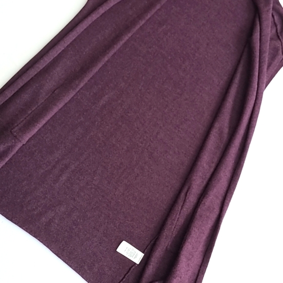 Ellen Tracy Plum Long Knit Open Front Vest Merino Wool Blend Pockets Size Medium - Picture 7 of 10